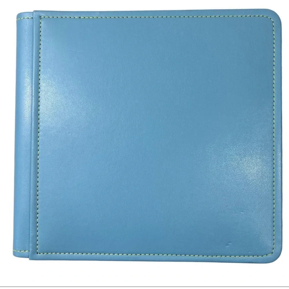 Creative Memories 9 x 9 PicFolio Album 12 Fabric Pages Blue with Green Stitching
